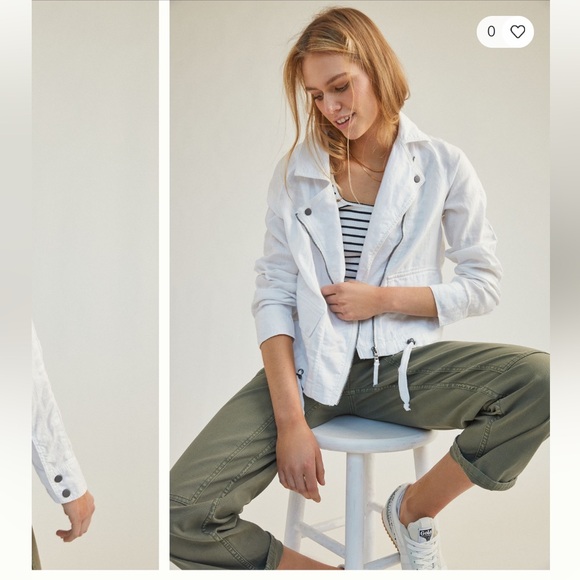 Anthropologie lightweight linen moto jacket size XS - Picture 2 of 9